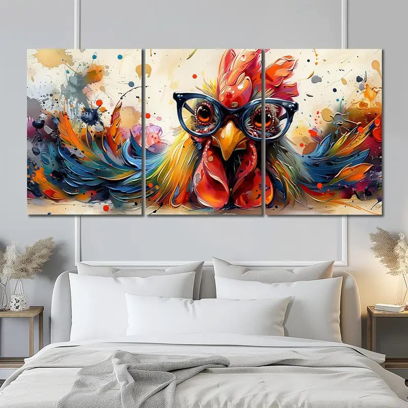 3pcs Funny Chicken Picture Metal Print Ready to Hang Art