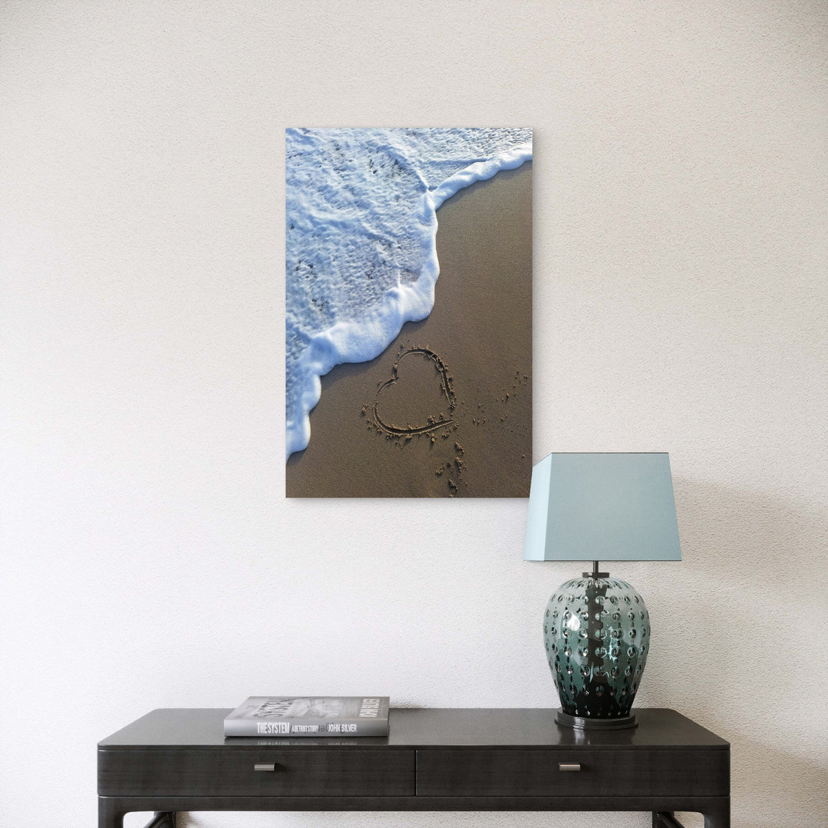 Moment Of A Heart Drawn In The Sand 60x90cm Metal Print Ready to Hang