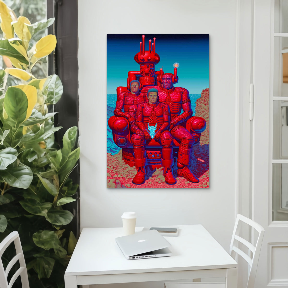 Crimson Sentinels of the Desert Throne 40x60cm Metal Print Ready to Hang
