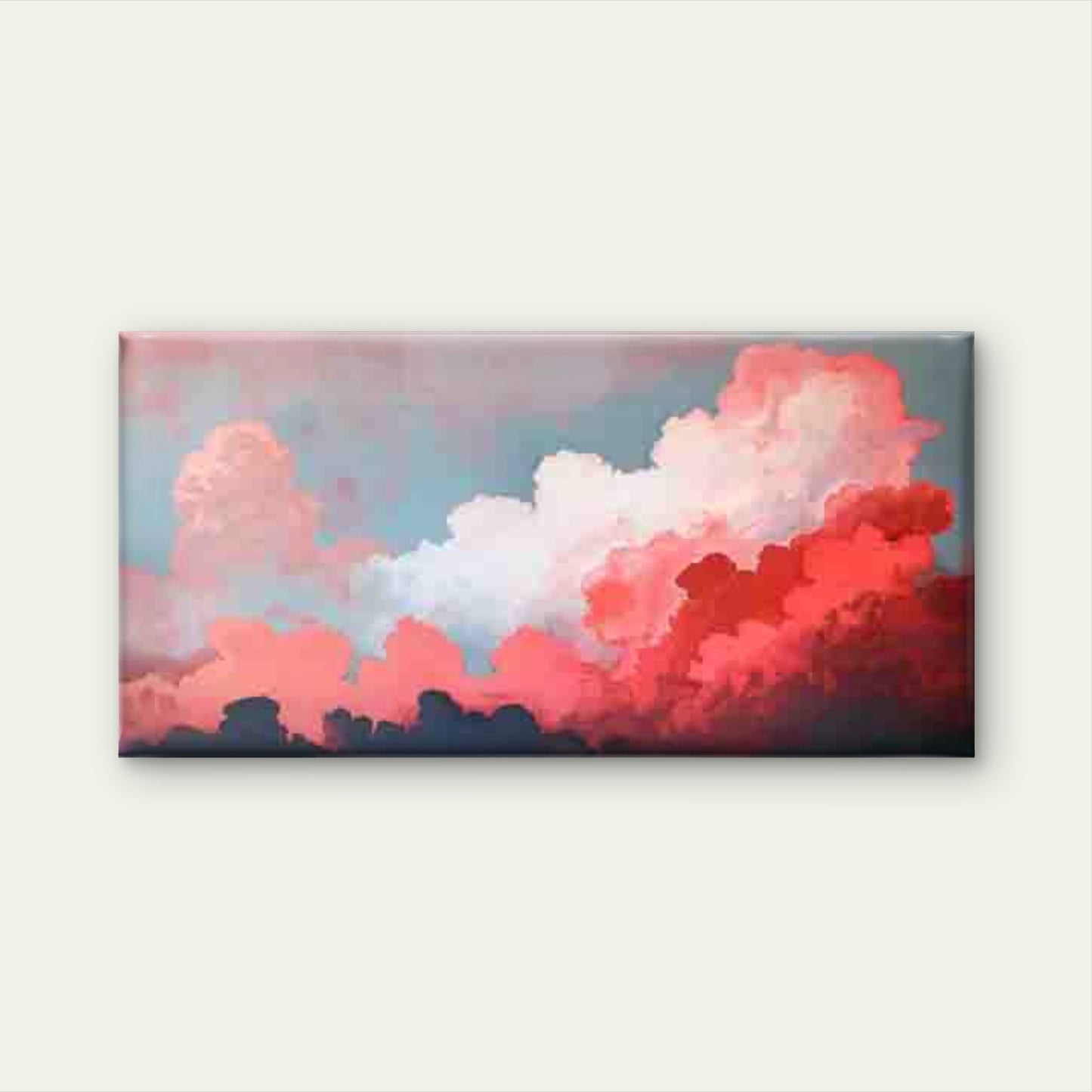 Pink & Red Cloud Sky Wall Art Canvas Office Home Room Framed 120x60cm