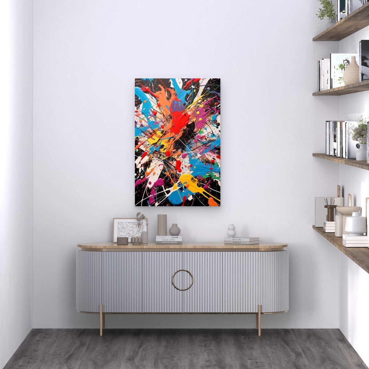 Bold Multicolor Splash Abstract 60x90cm Metal Print Ready to Hang
