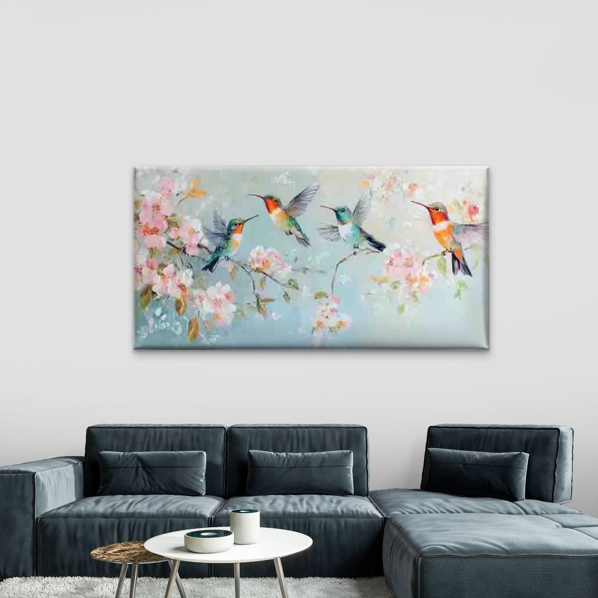 Hummingbirds in Flight Among Wall Art Canvas Office Home Room Framed 120x60cm