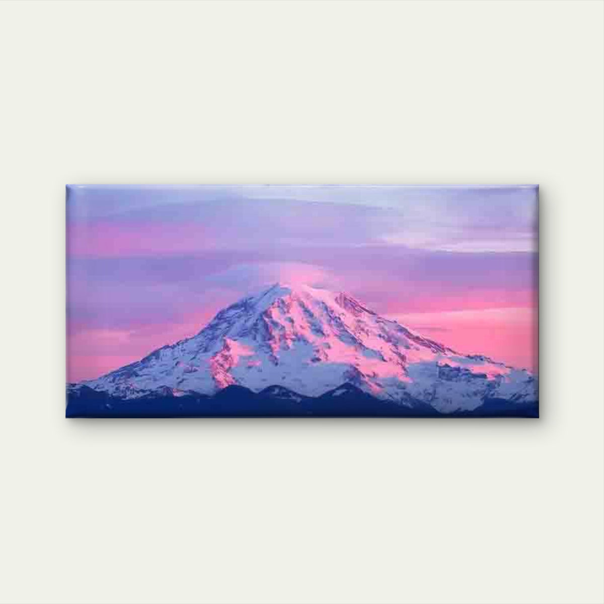 Pink & White Winter Mountain Wall Art Canvas Office Home Room Framed 120x60cm