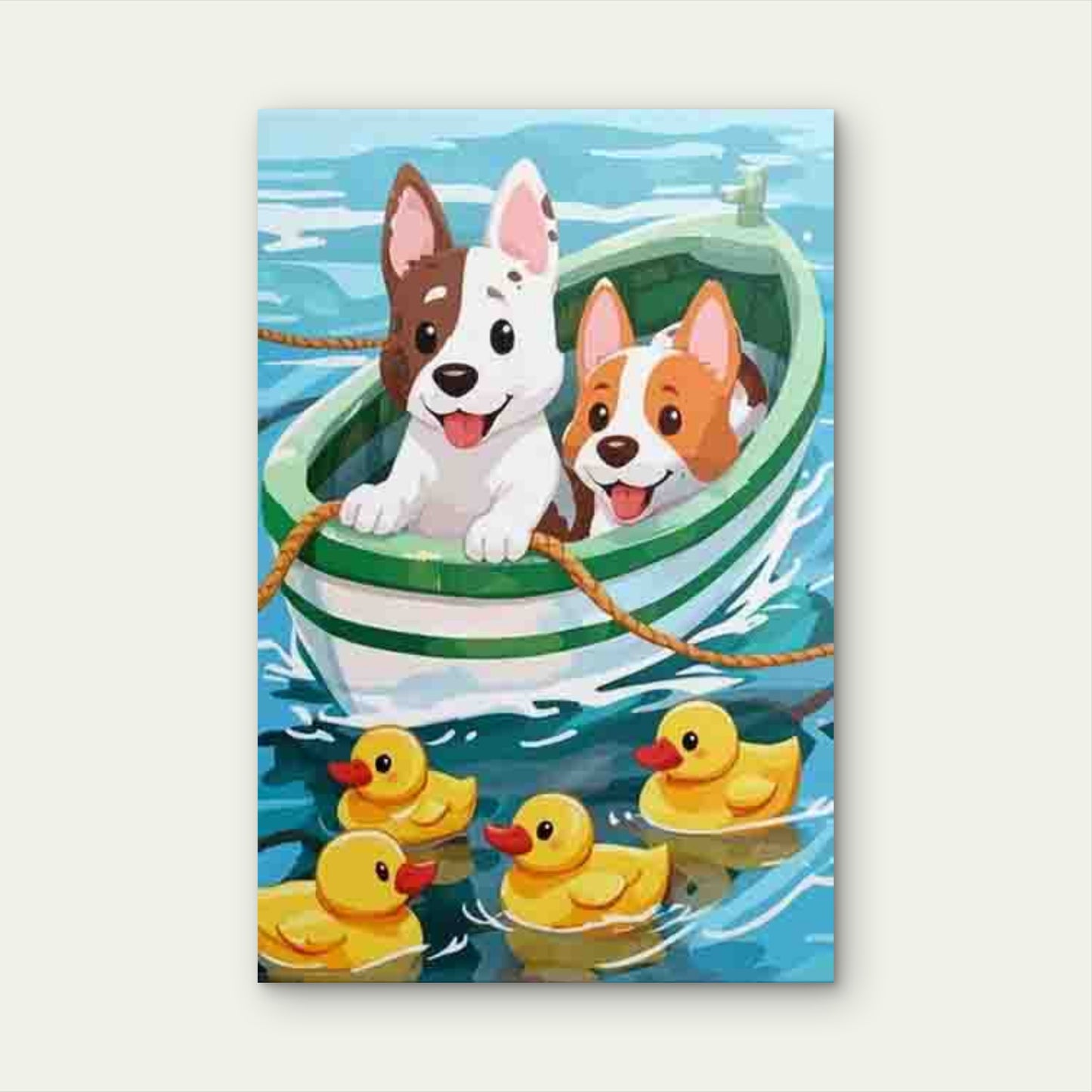 Boat Meets Ducks Themed 60x90cm Metal Print Ready to Hang
