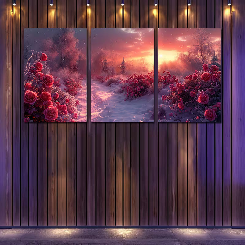 3pcs City of Roses Series Wall Art Set Canvas Framed 40x60cm - High Quality Print 100% Australian Made Wall Canvas Ready to Hang