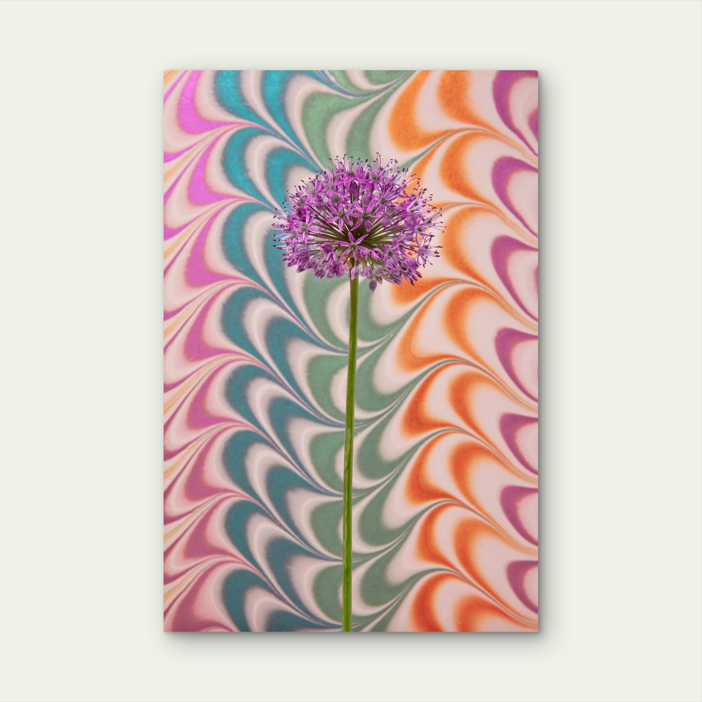 Flower With Psychedelic Painting 60x90cm Metal Print Ready to Hang