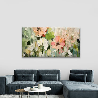 Modern Pastel & Soft Bouquet Wall Art Canvas Office Home Room Framed 120x60cm