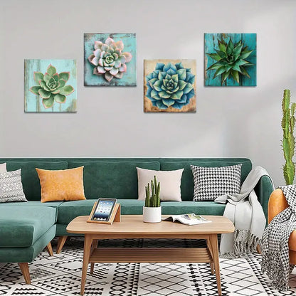 4pcs Green Aesthetic Wall Decor  Wall Art Canvas Framed