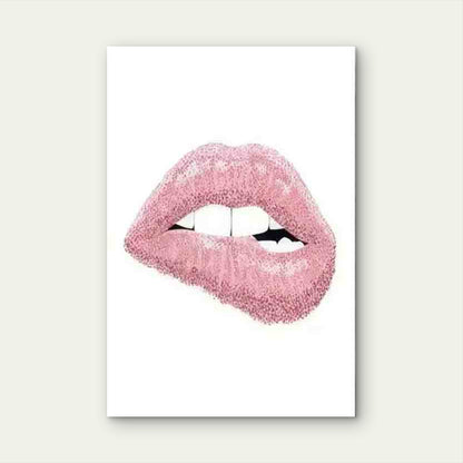 Soft Pastel Pink & White Minimalist Lip Metal Print Ready to Hang