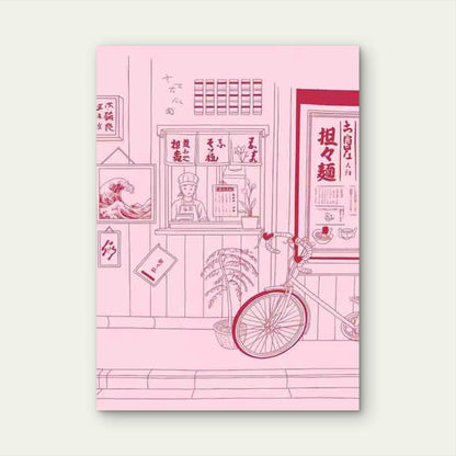 Japanese Ramen Shop Interior Scene Metal Print Ready to Hang