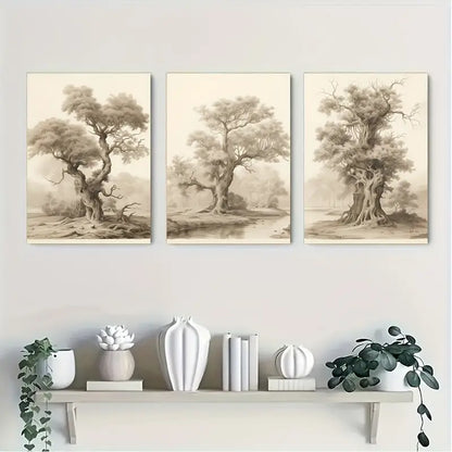 3pcs Minimalist & Tree Art Metal Print Ready to Hang Art