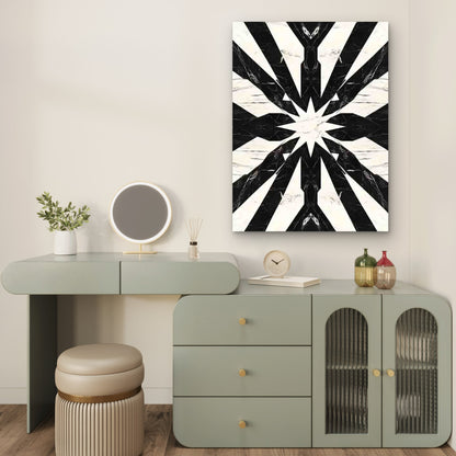 Black and White Geometric Pattern in Arch & Star Design 60x90cm Metal Print Ready to Hang