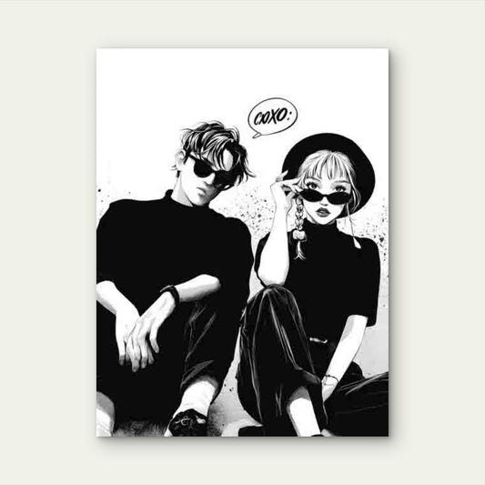 Stylish Black And White Design with The Words XOXO 60x90cm Metal Print Ready to Hang