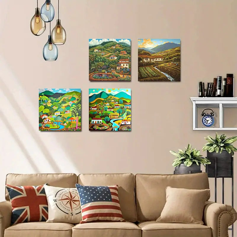 4pcs Harvest Life Calming Artwork HL  Wall Art Canvas Framed