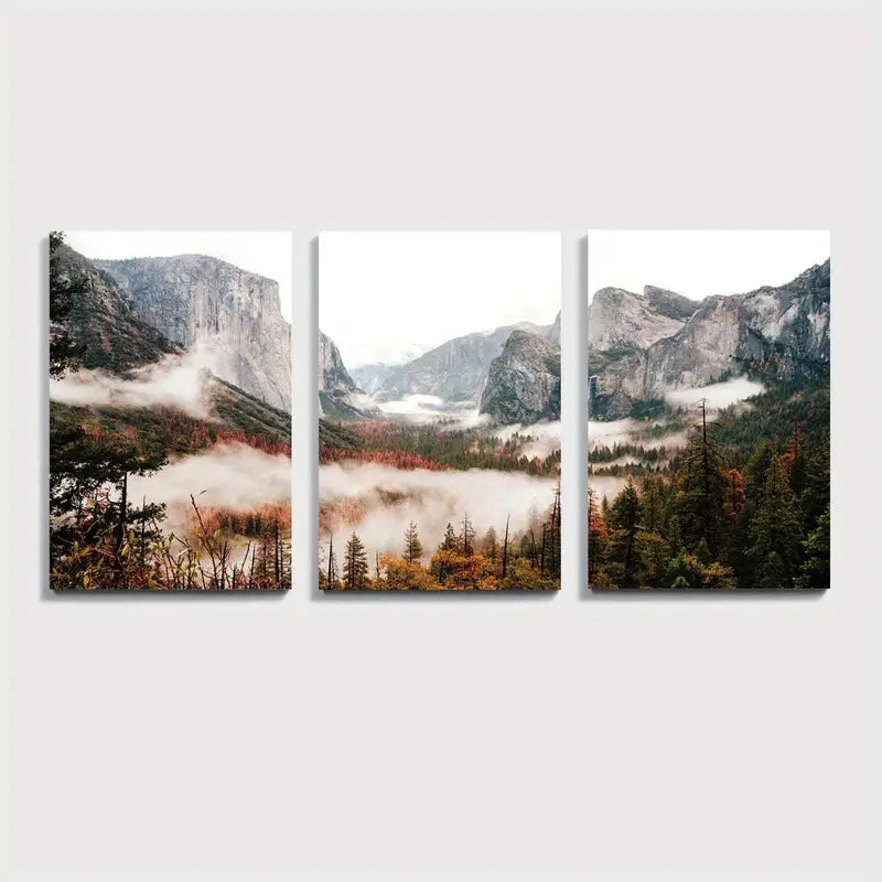 3pcs Yosemite Mountain Landscape Wall Art Set Canvas Framed 60x90cm - High Quality Print 100% Australian Made Wall Canvas Ready to Hang