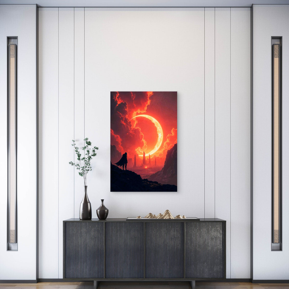 Solar Eclipse or a Blood Boon On An Alien Planet Metal Print Ready to Hang
