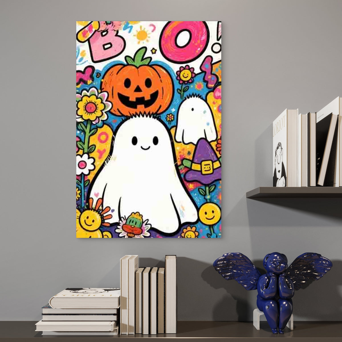 Halloween-Themed Abstract Art Style Metal Print Ready to Hang