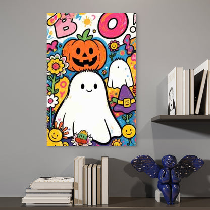 Halloween-Themed Abstract Art Style Metal Print Ready to Hang