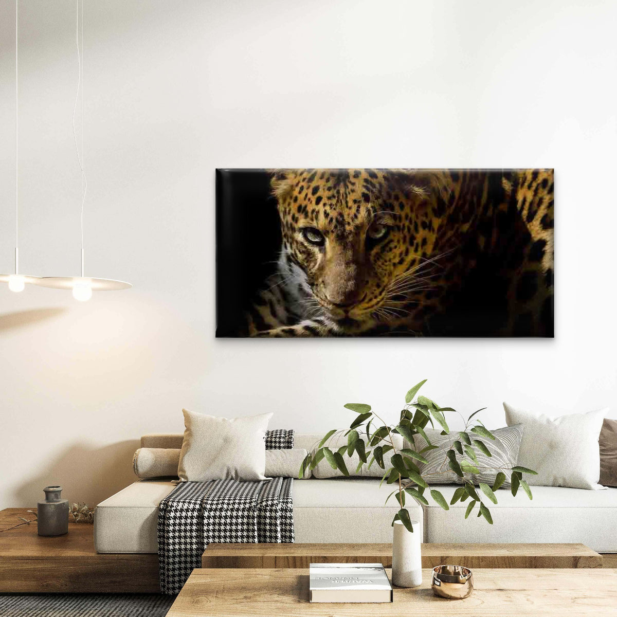 Close-Up Image of a Leopard Wall Art Canvas Office Home Room Framed 120x60cm