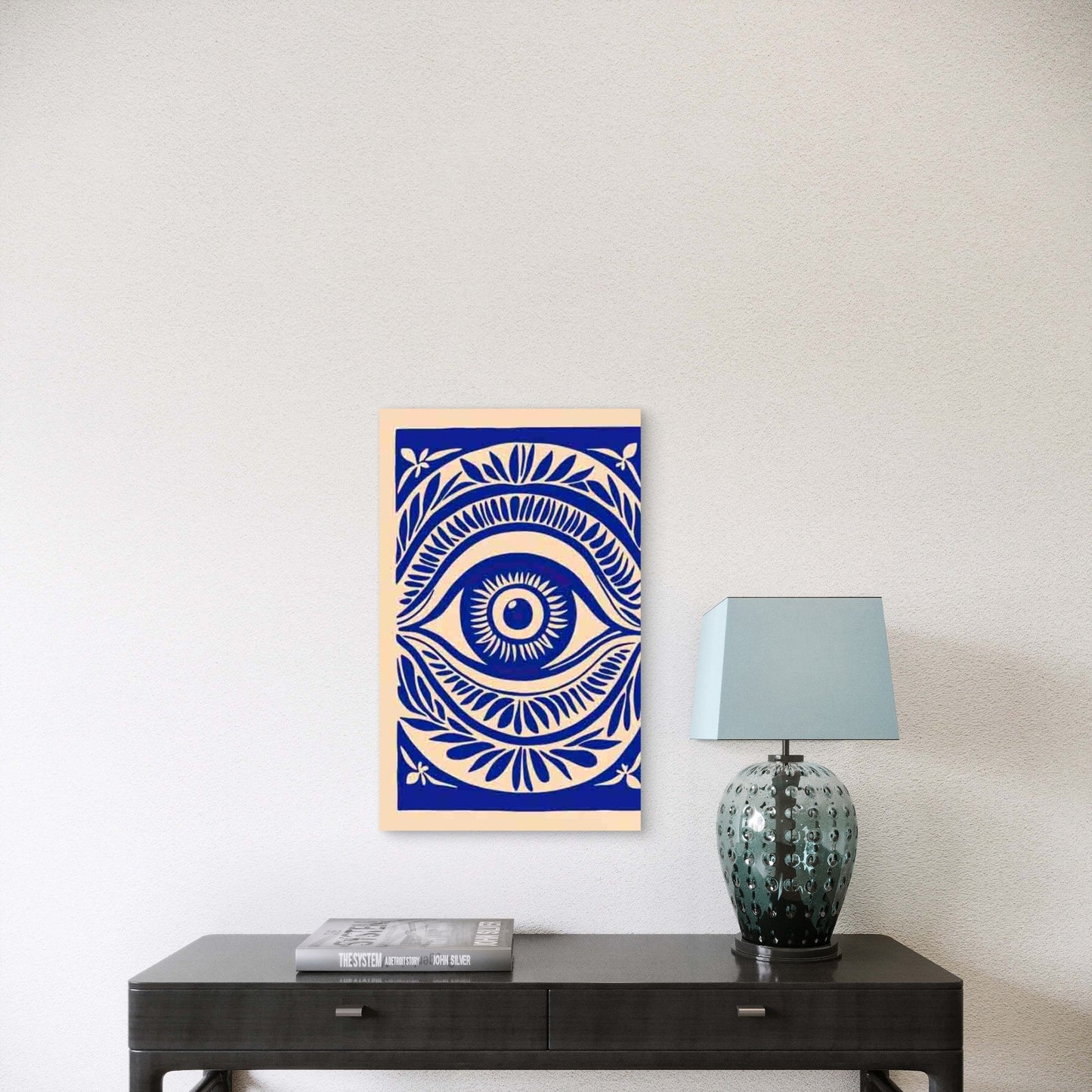 Blue Oriental Mysterious Eye 60x90cm Metal Print Ready to Hang