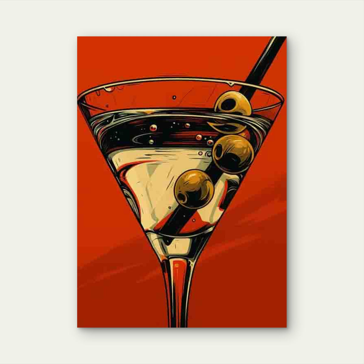 Vintage Martini Glass with Olive 60x90cm Metal Print Ready to Hang