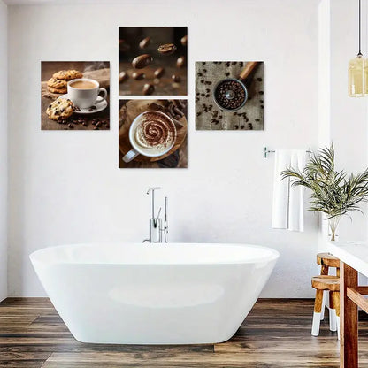 4pcs Coffee Beans Canvas Artwork Wall Art Canvas Framed