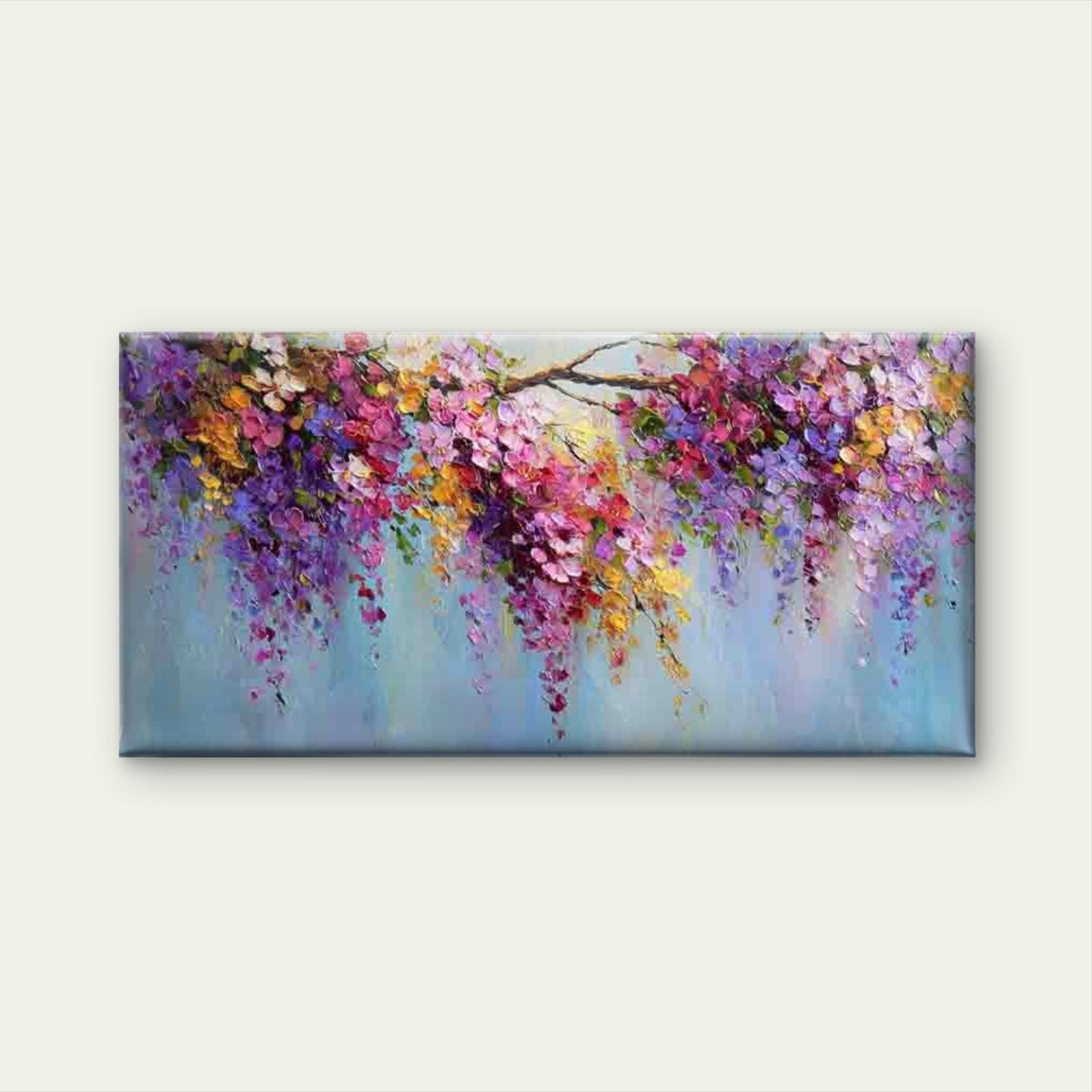 Purple Blossoms In Spring Wall Art Canvas Office Home Room Framed 120x60cm