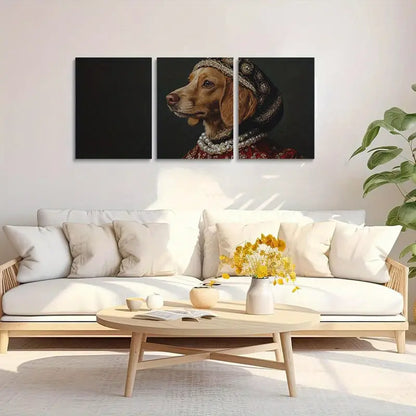 3pcs Medieval-Style Brown Dog Unique Design Metal Print Ready to Hang Art
