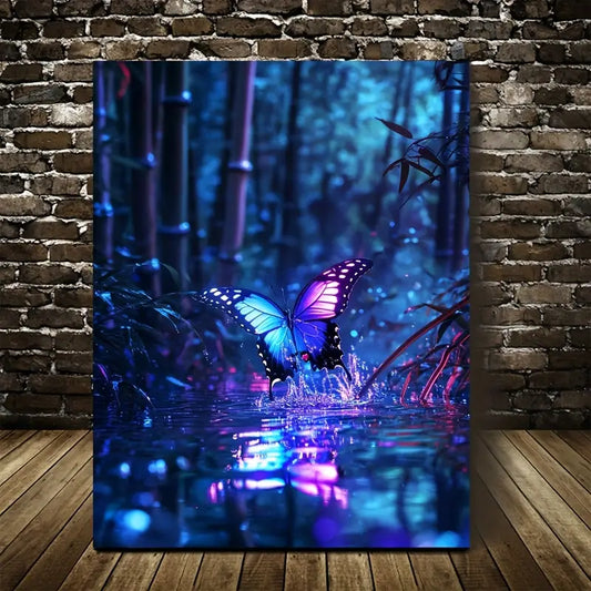 Vibrant Butterfly Splashing in Water 40x60cm Metal Print Ready to Hang