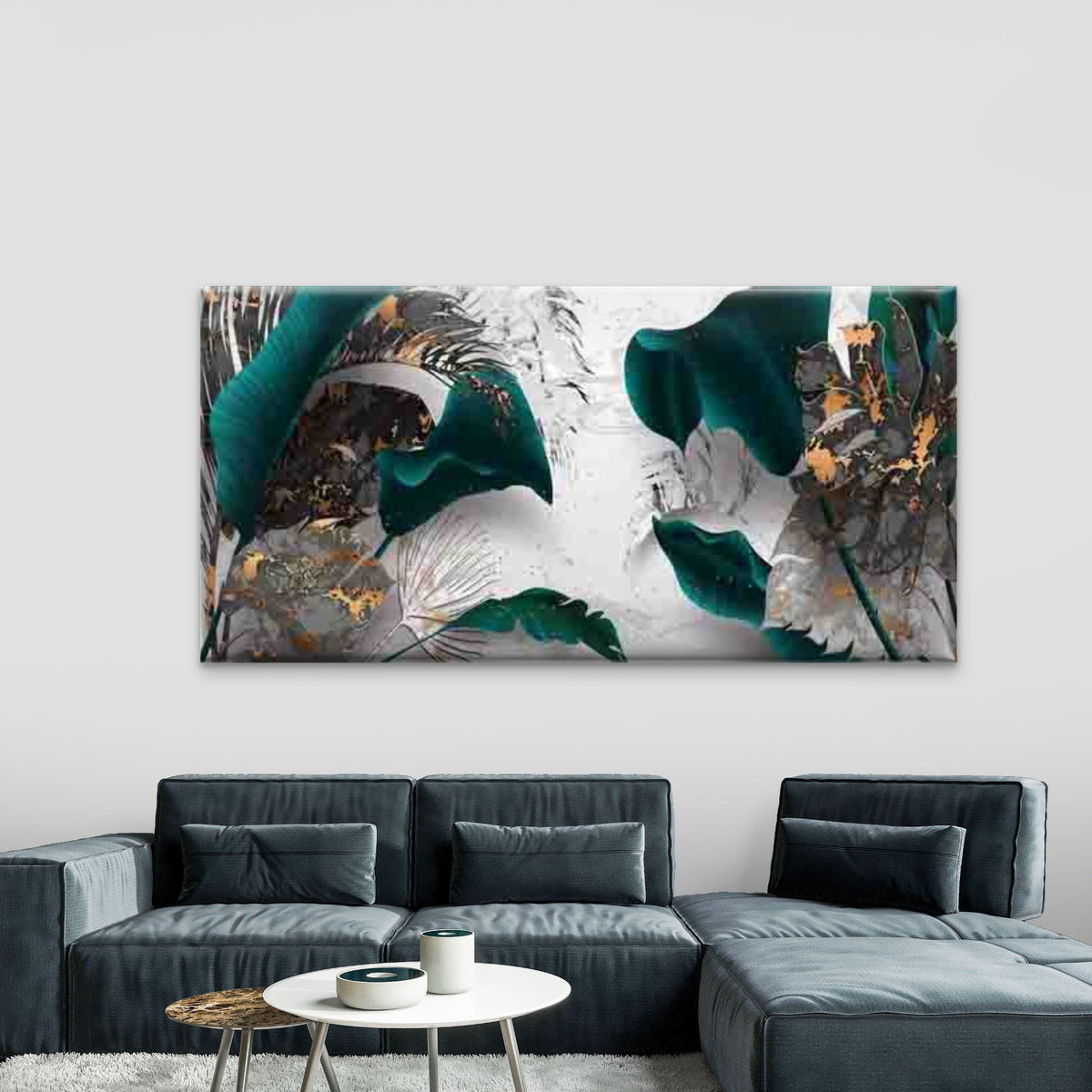 Abstract Tropical Leaves Wall Art Canvas Office Home Room Framed 120x60cm