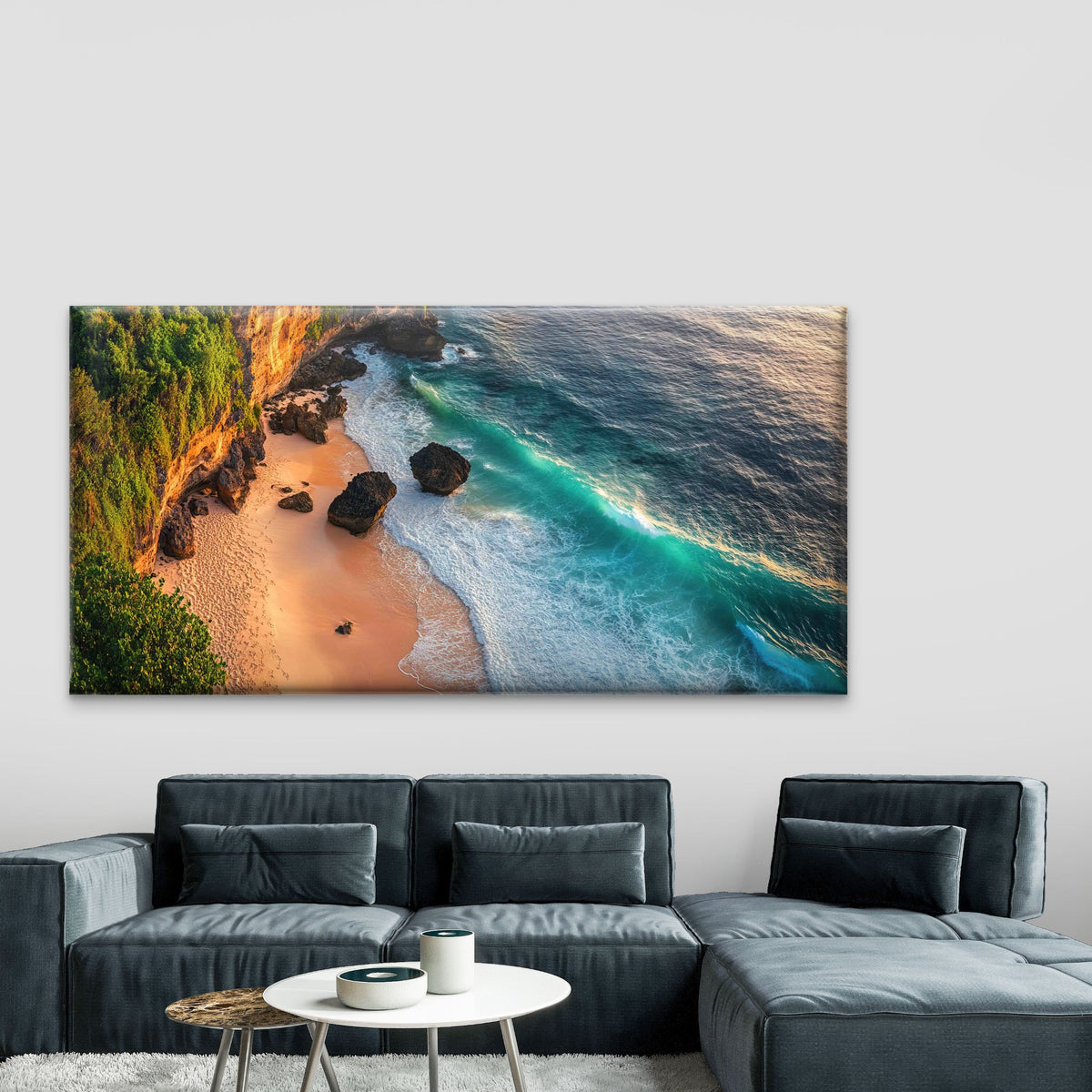 Maluku Islands Cliff Beach Wall Art Canvas Office Home Room Framed 120x60cm