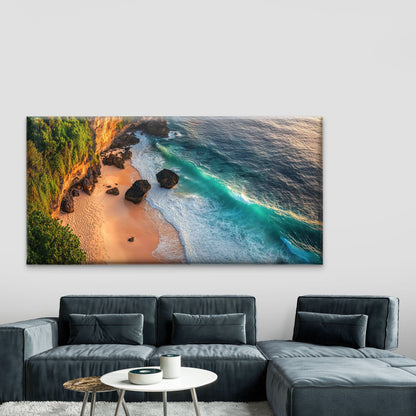 Maluku Islands Cliff Beach Wall Art Canvas Office Home Room Framed 120x60cm