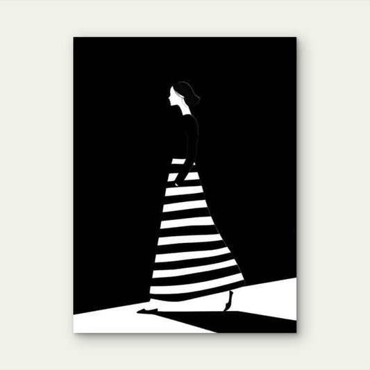 Abstract Black And White Striped Outfit Metal 40x60cm Print Ready to Hang