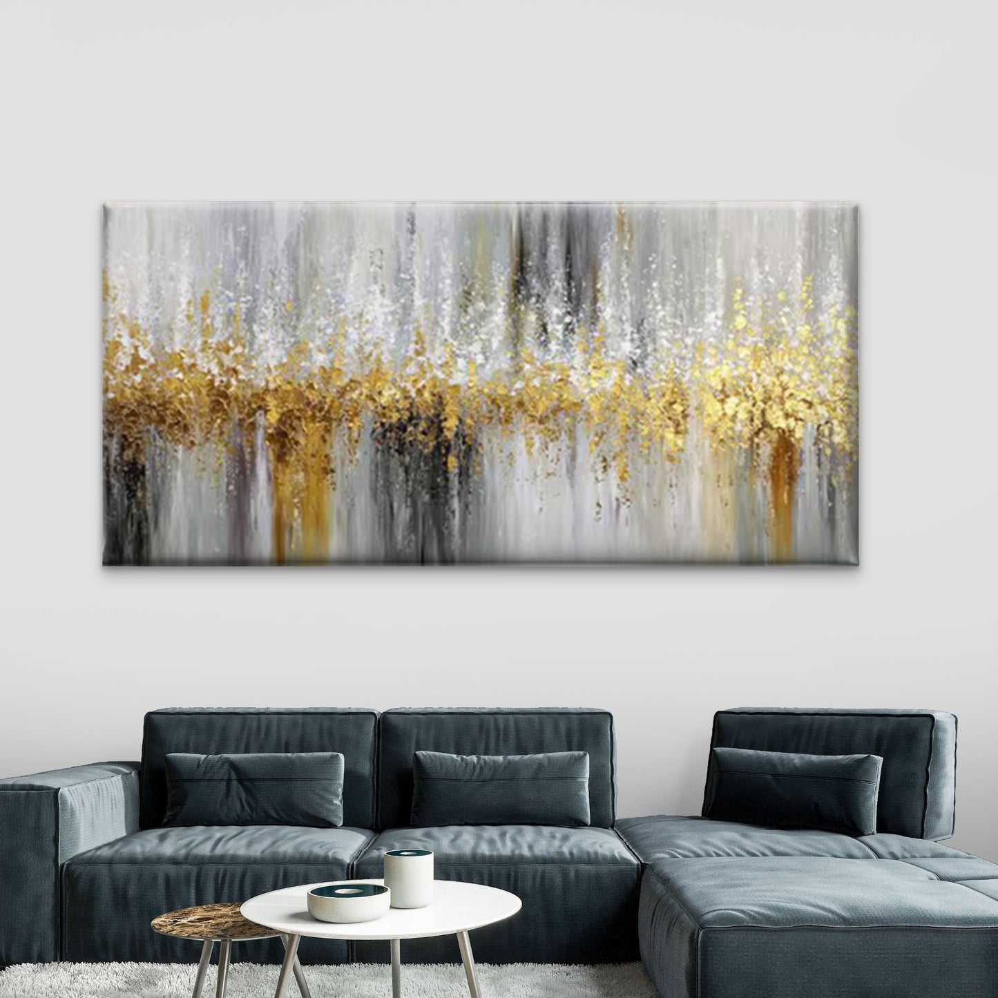 Abstract Minimalist Golden Textured Painting Wall Art Canvas Office Home Room Framed 120x60cm