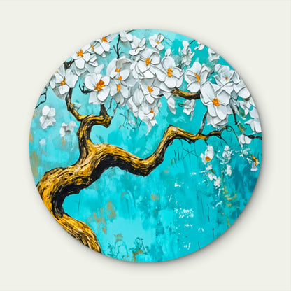 Blue White Tree Painting Acrylic Glass Rounded Print Tempered Glass Wall Art 100% Made in Australia Ready to Hang