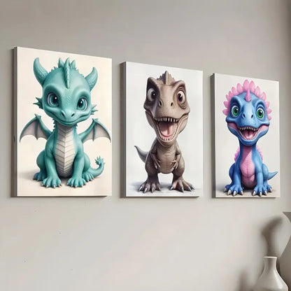 3pcs Pieces of Minimalist-Style Dragon Wall Art Set Canvas Framed 40x60cm - High Quality Print 100% Australian Made Wall Canvas Ready to Hang