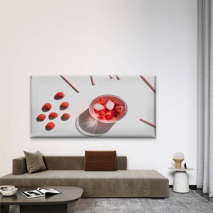 Refreshing Raspberry Drink Wall Art Canvas Office Home Room Framed 120x60cm