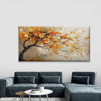 Autumn Tree with Golden & OrangeWall Art Canvas Office Home Room Framed 120x60cm