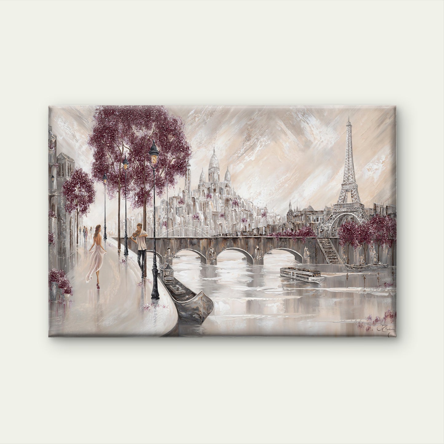 Neutral Couple Dancing Paris Eiffel City Wall Art Decor 100% Australian Made