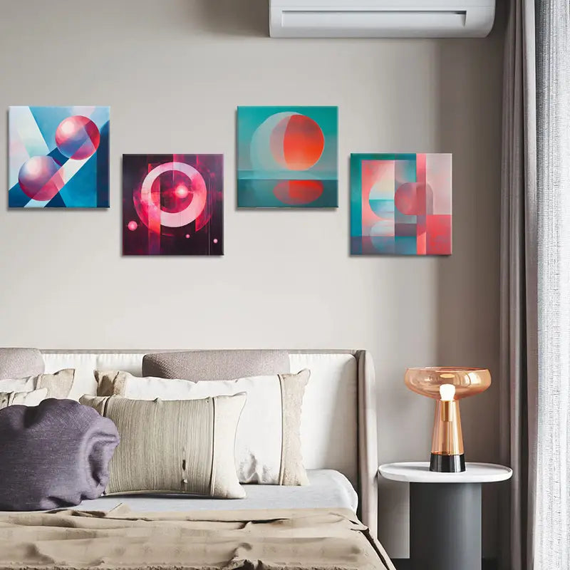 4pcs Minimalist Paintings, Natural Forms  Wall Art Canvas Framed