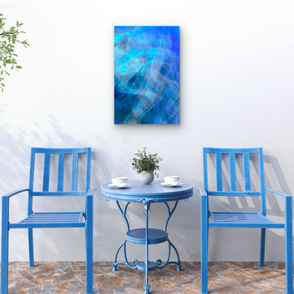 Abstract Blue and White Light Streaks 40x60cm Metal Print Ready to Hang