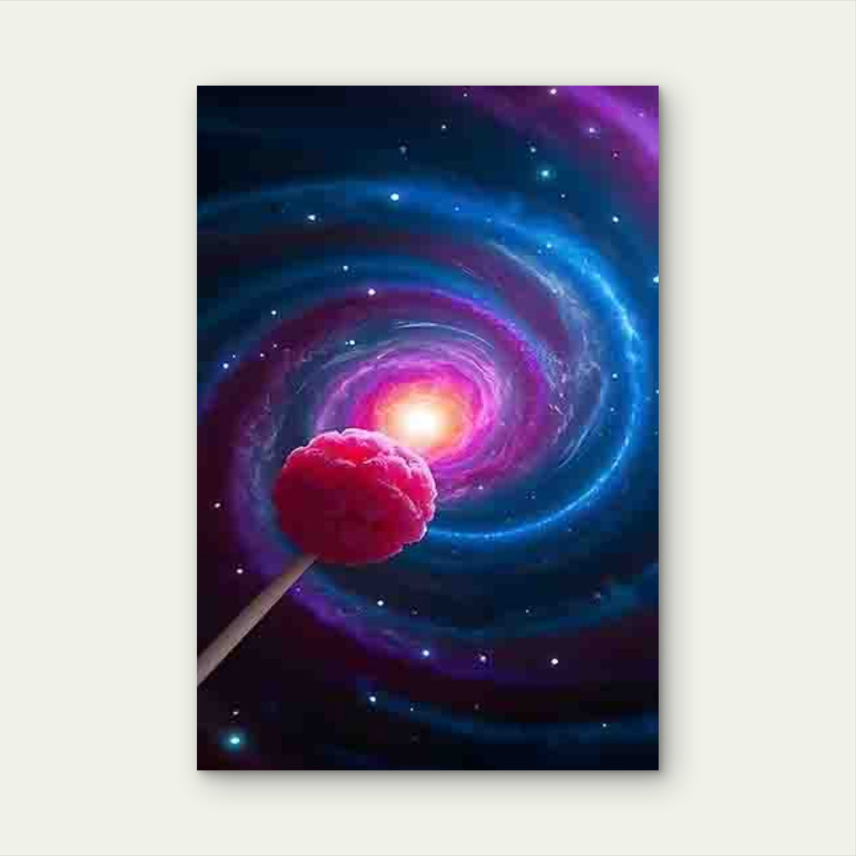 Dreamy Cosmic Swirl with Pink Lollipop 40x60cm Metal Print Ready to Hang