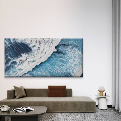 Ocean Waves And Sea Foam Wall Art Canvas Office Home Room Framed 120x60cm
