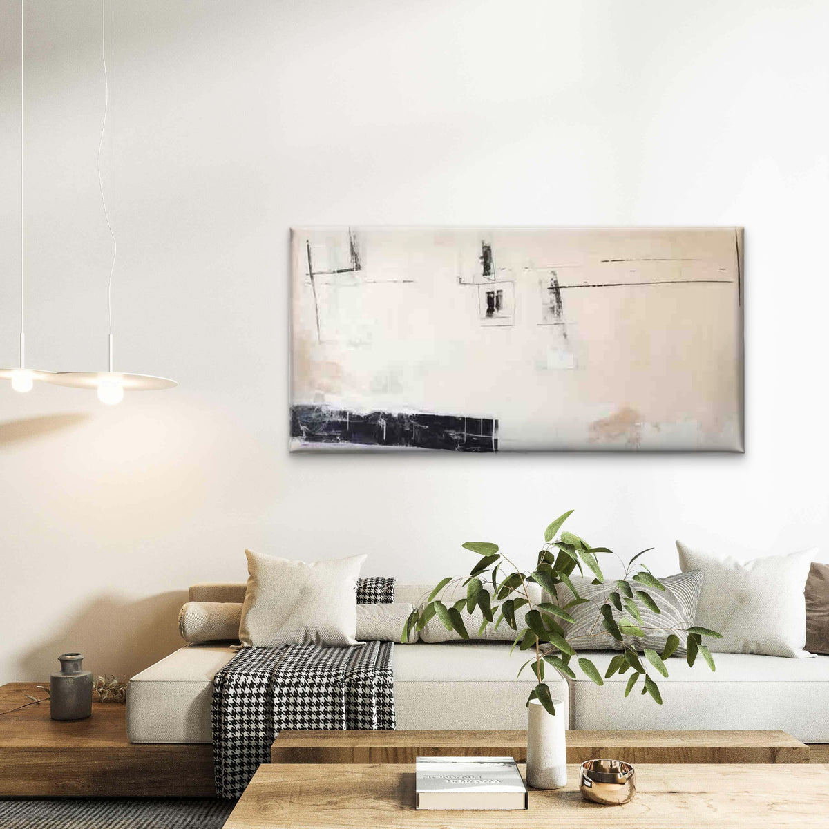 Minimalist Abstract Geometric Wall Art Canvas Office Home Room Framed 120x60cm