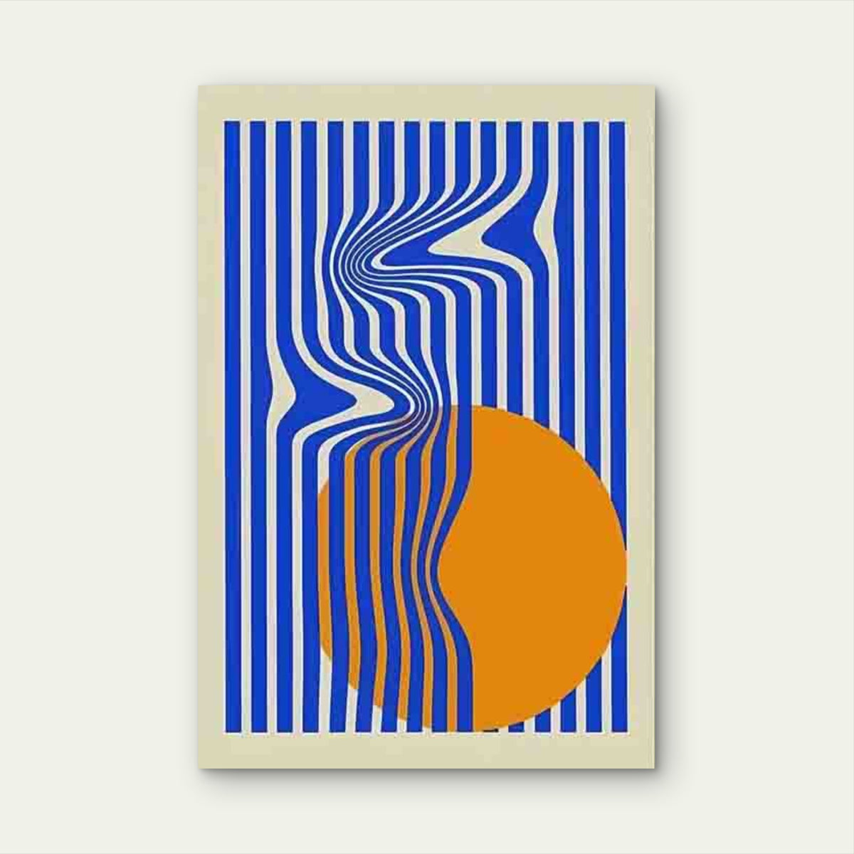 Geometric Blue Strips And Yellow Sphere. 60x90cm Metal Print Ready to Hang