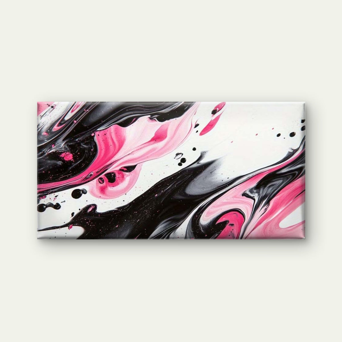 Abstract Pink Black White Fluid Wall Art Canvas Office Home Room Framed 120x60cm