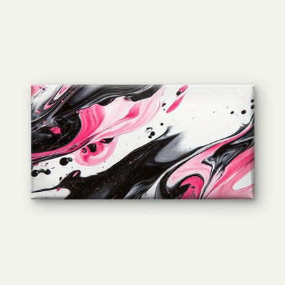 Abstract Pink Black White Fluid Wall Art Canvas Office Home Room Framed 120x60cm
