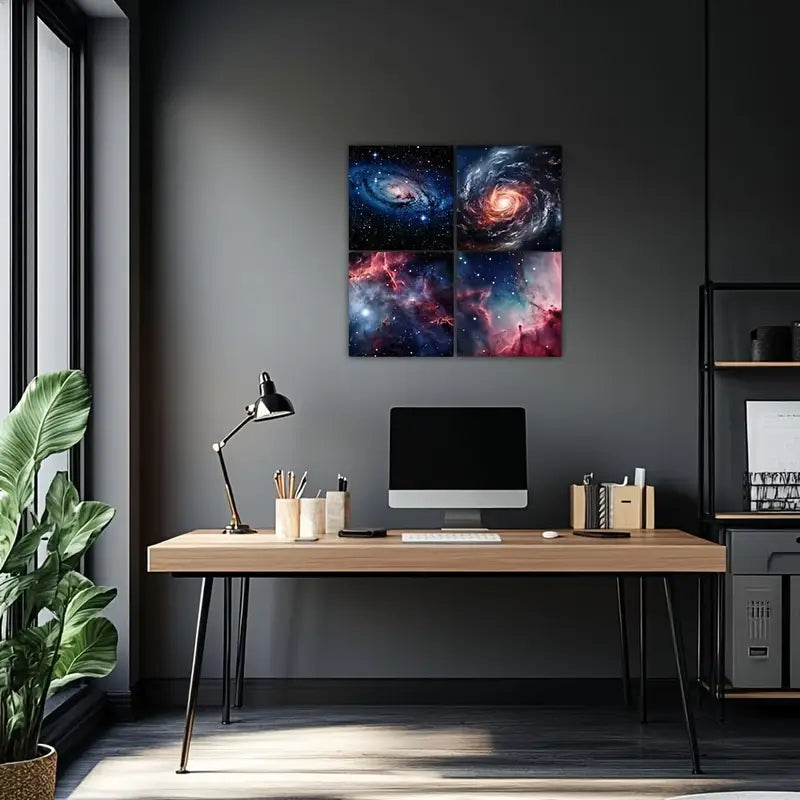 4pcs Galaxy  Nebula Space  Wall Art Canvas Framed