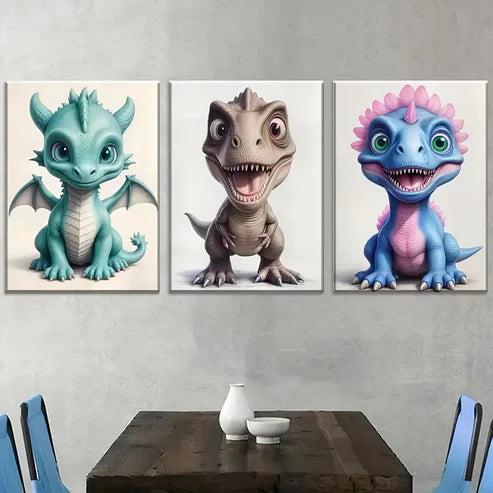 3pcs Pieces of Minimalist-Style Dragon Wall Art Canvas Unframed - High Quality Print 100% Australian Made Wall Canvas