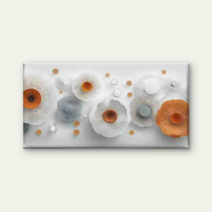 Abstract Floral Orange & White Wall Art Canvas Office Home Room Framed 120x60cm